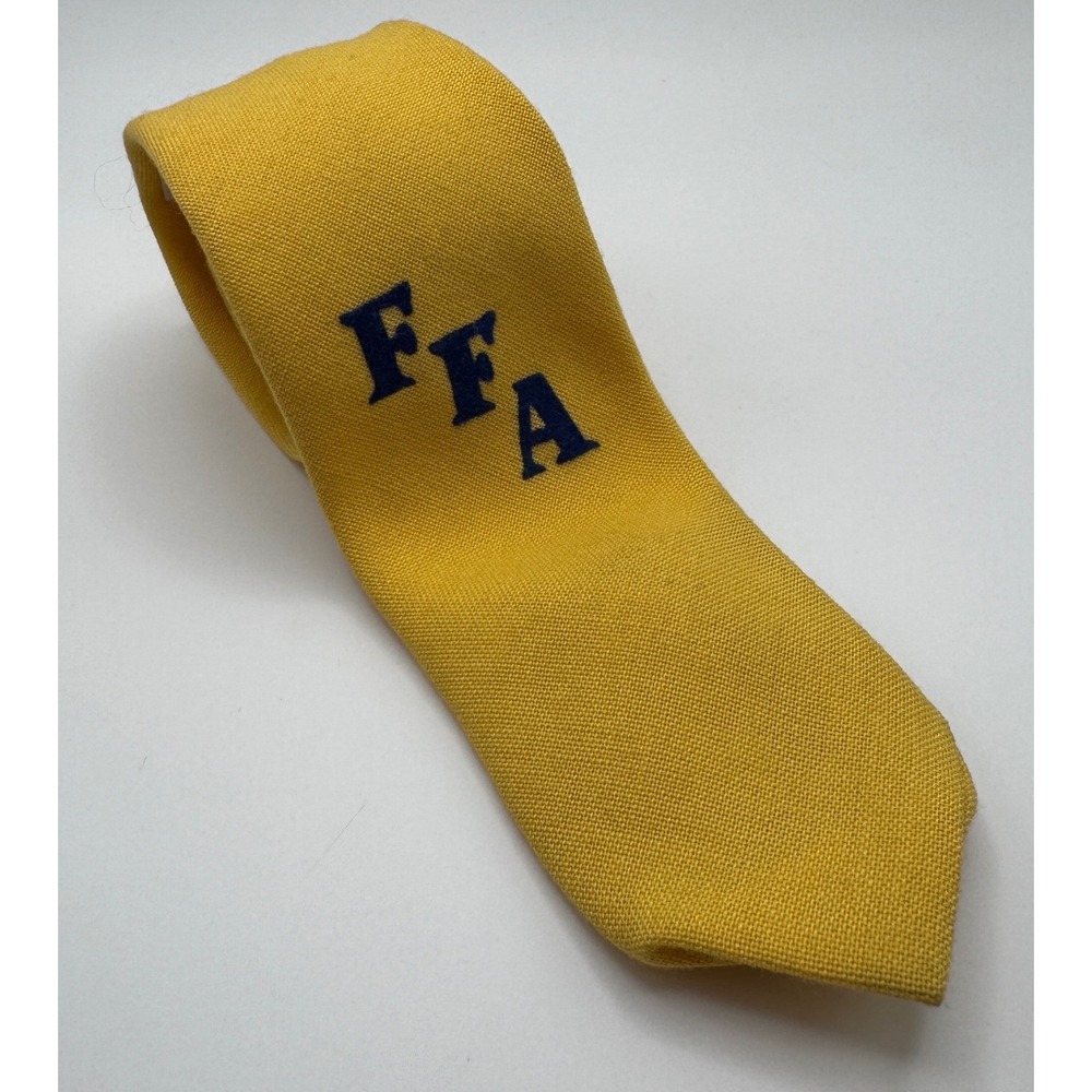 FFA Necktie Future Farmers of America Smoothie Yellow Skinny Tie Vtg 60s 70s